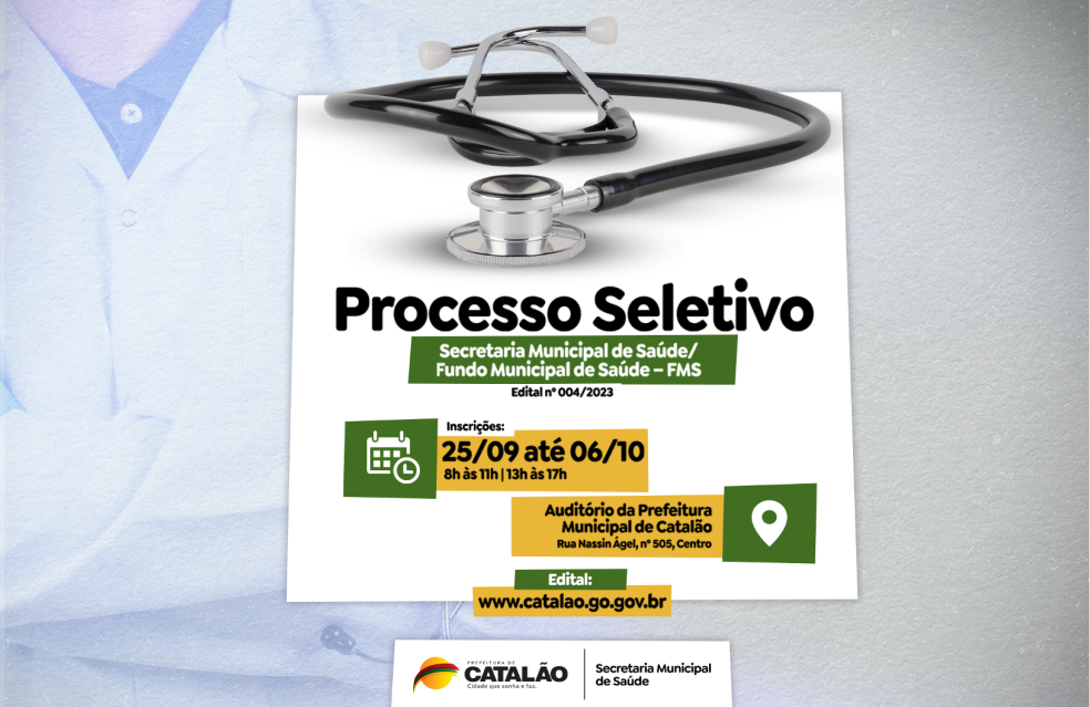 Prefeitura de Catalão oferece 260 vagas na área da Saúde por meio de Processo Seletivo Simplificado