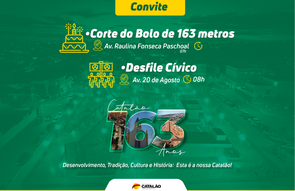 Catalão 163 anos: aniversário do município será marcado pelo tradicional corte do bolo e desfile cívico