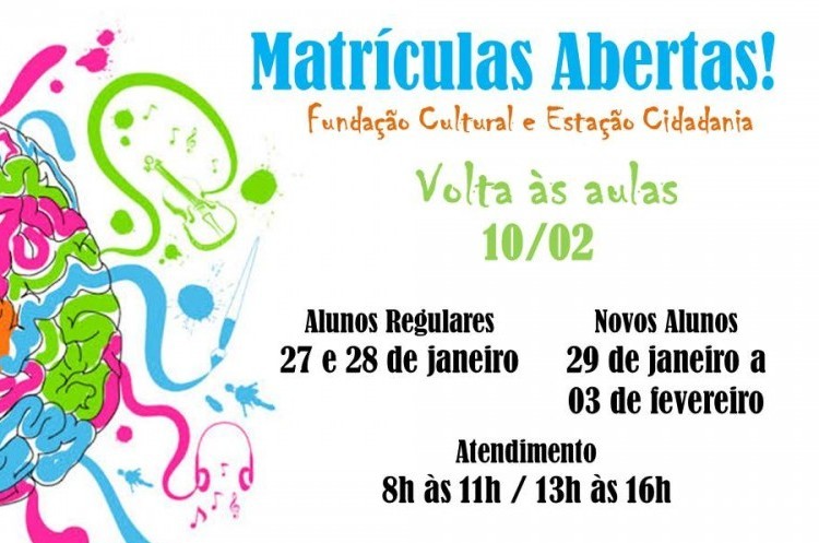 Oficinas da Fundação Cultural: período de rematrícula termina nesta terça-feira