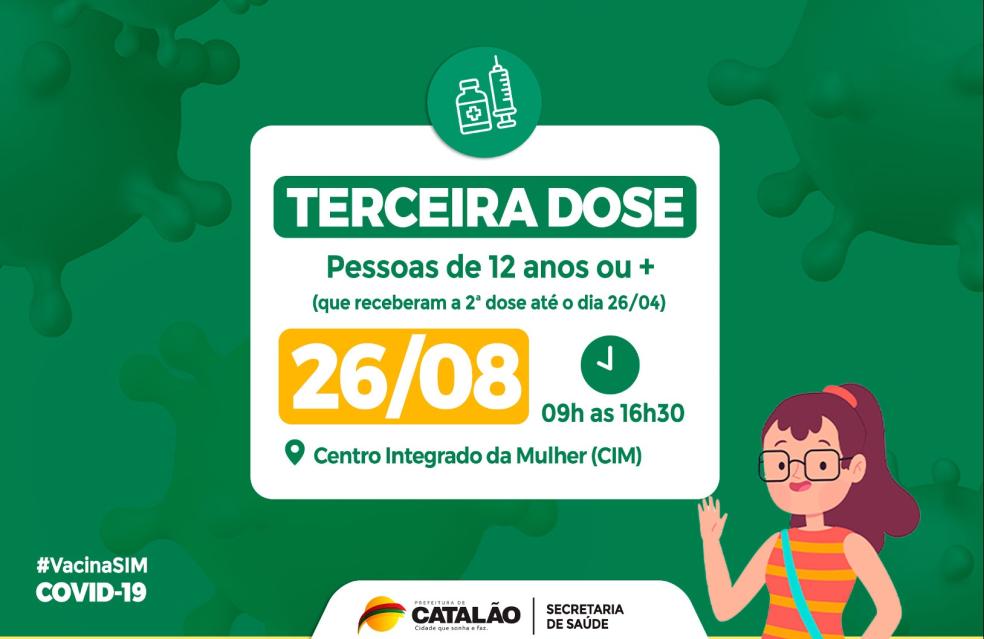 Saúde convoca pessoas de 12 anos ou mais para receberem a Terceira Dose