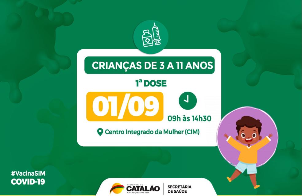 Saúde convoca crianças de 3 a 11 anos para receberem a vacina pediátrica