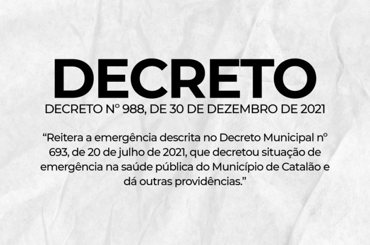 DECRETO Nº 988, DE 30 DE DEZEMBRO DE 2021