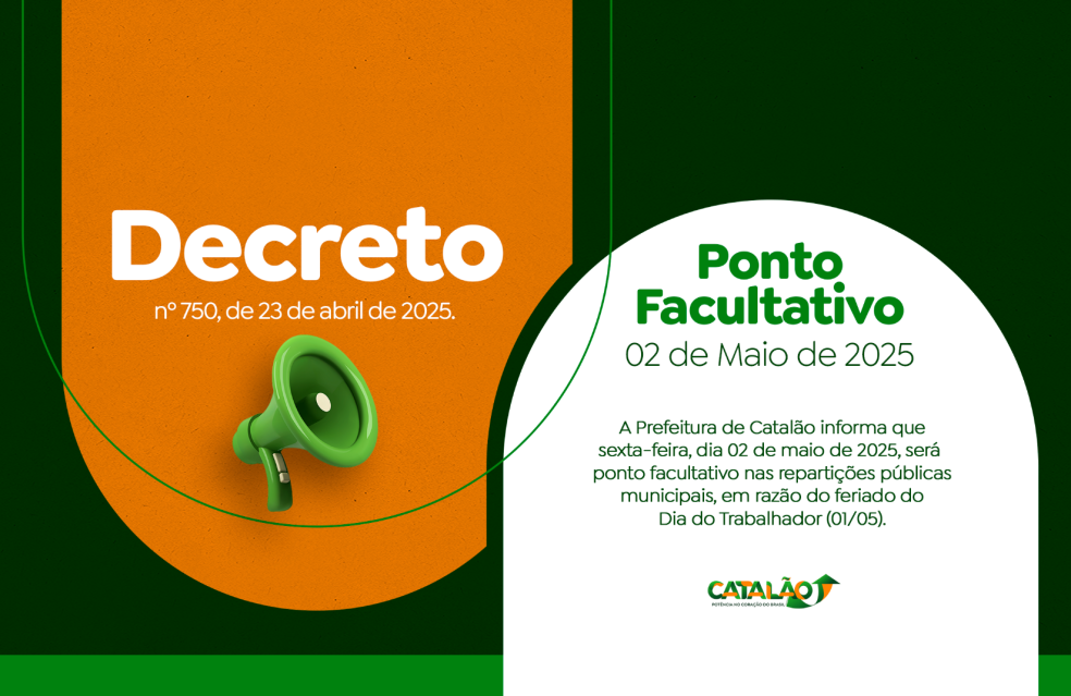 Prefeitura decreta ponto facultativo dia 2 de maio