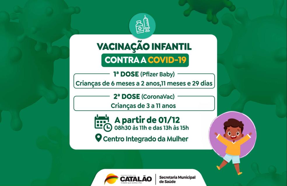 Saúde de Catalão convoca crianças de 6 meses a 2 anos para receberem a vacina pediátrica