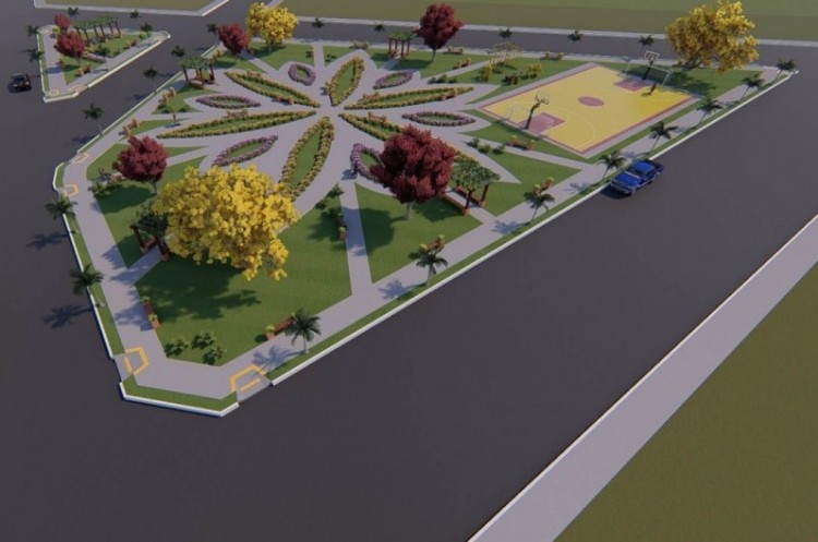 Construção da Praça do Residencial Eldorado: 90% das obras já foram executadas