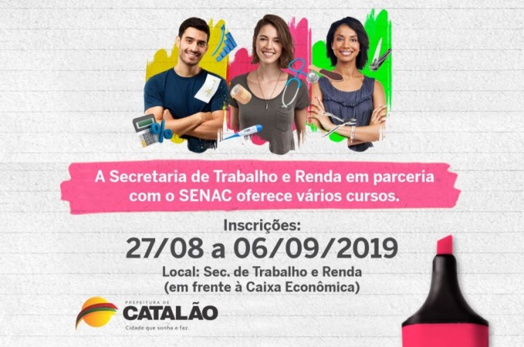Secretaria de Trabalho e Renda em parceria com o SENAC oferece cursos gratuitos à população
