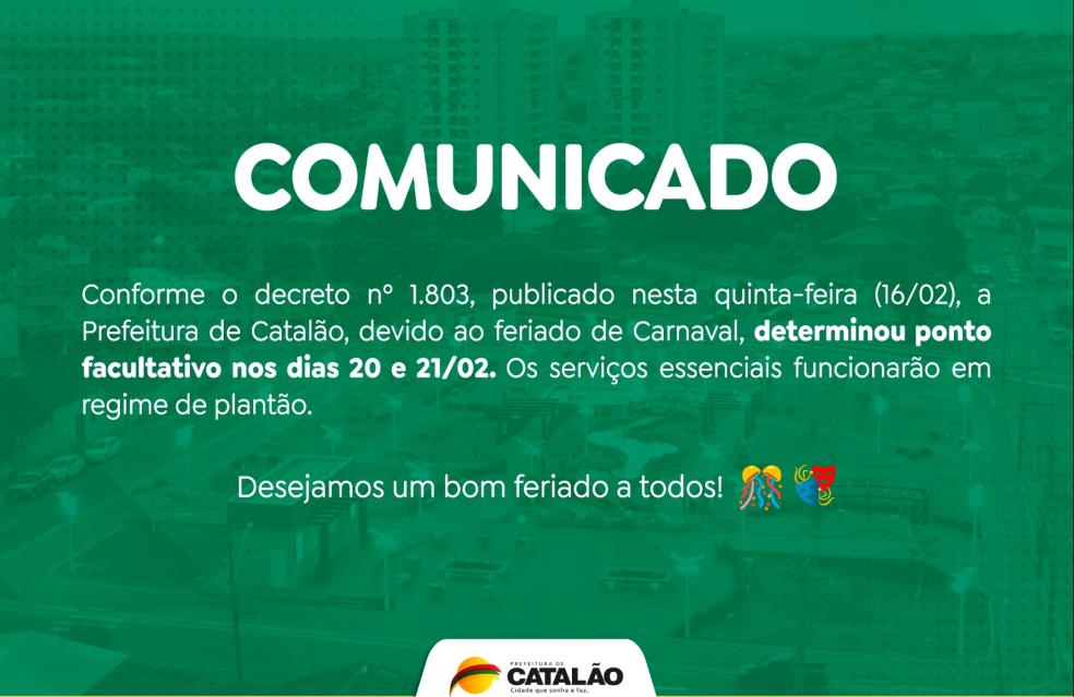 Decreto nº 1.803 – Feriado de Carnaval (ponto facultativo)