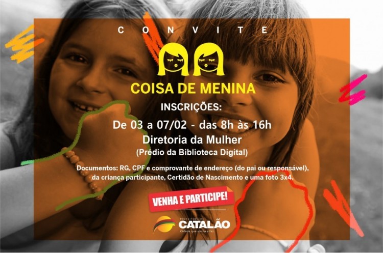 Coisa de Menina: inscrições para o projeto começam na próxima semana