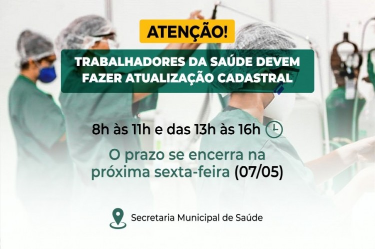 Trabalhadores da saúde devem fazer atualização cadastral