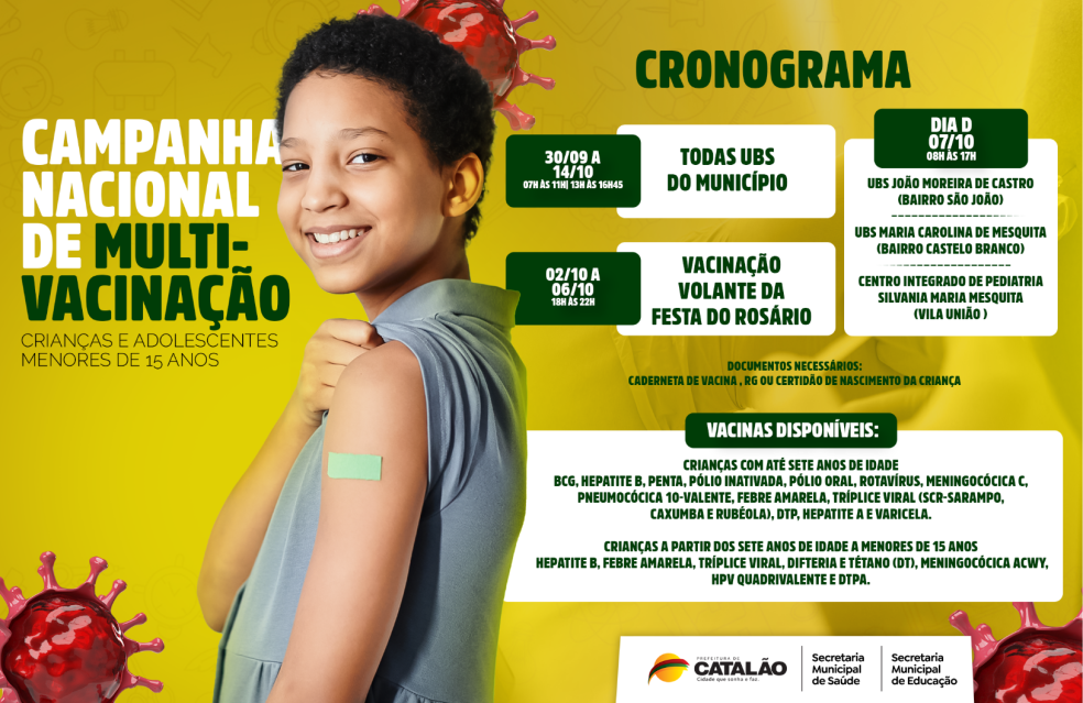 Campanha de Multivacinação para crianças e adolescentes começa neste sábado (30/09)