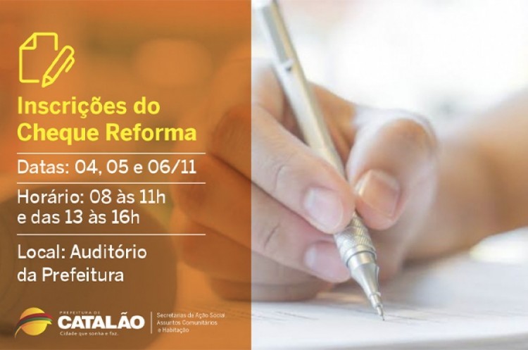 Prefeitura de Catalão convoca os cidadãos para cadastramento do Cheque Reforma