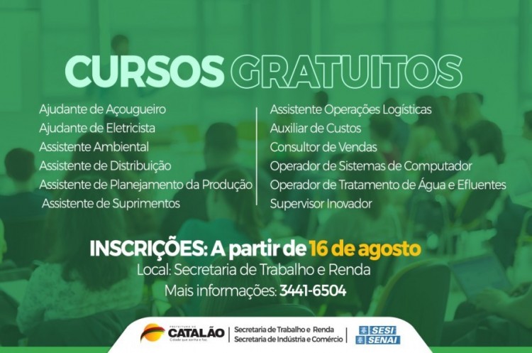 Qualificação profissional: Prefeitura oferece mais de dez cursos gratuitos em parceria com o SENAI