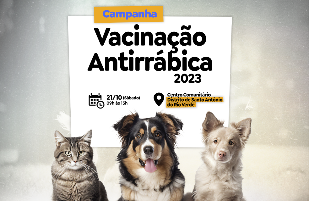 Cães e gatos vão receber vacina antirrábica em Santo Antônio do Rio Verde, neste sábado (21)