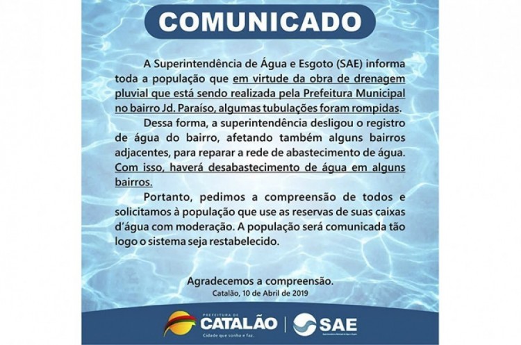 Atenção! Comunicado SAE:
