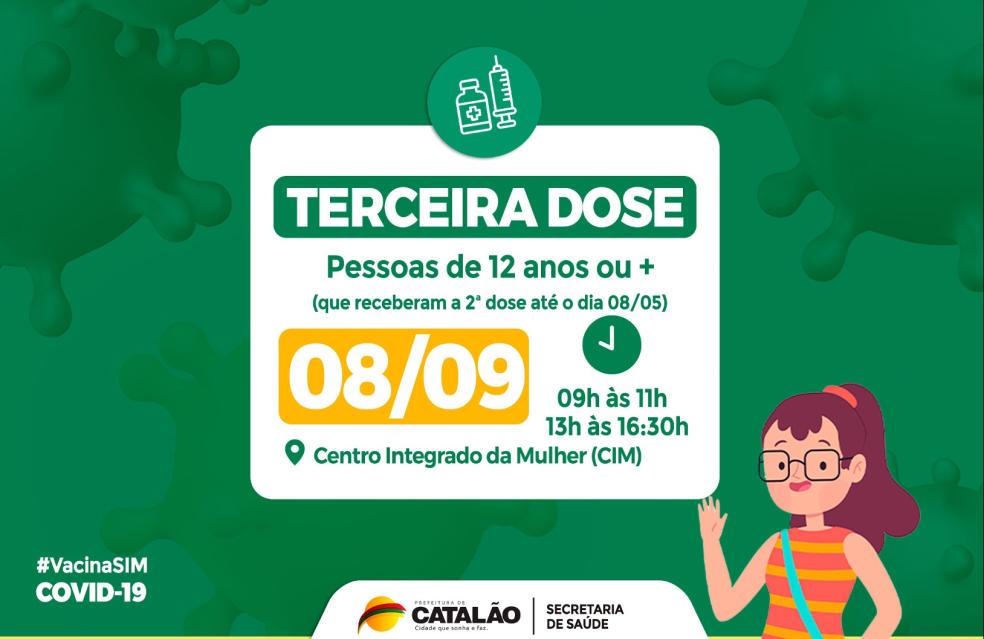 Saúde convoca pessoas de 12 anos ou mais para receberem a Terceira Dose
