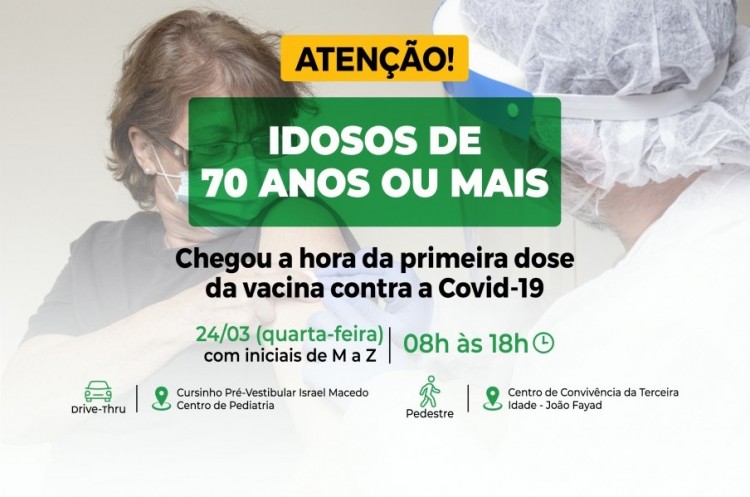 Idosos com 70 anos e mais já são imunizados em Catalão