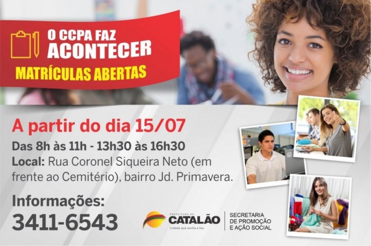 Começam na próxima semana matrículas para cursos do CCPA