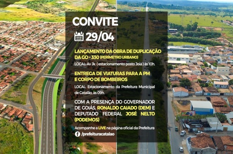 Prefeitura dará ordem de serviço para obra de duplicação da GO-330 no perímetro urbano de Catalão