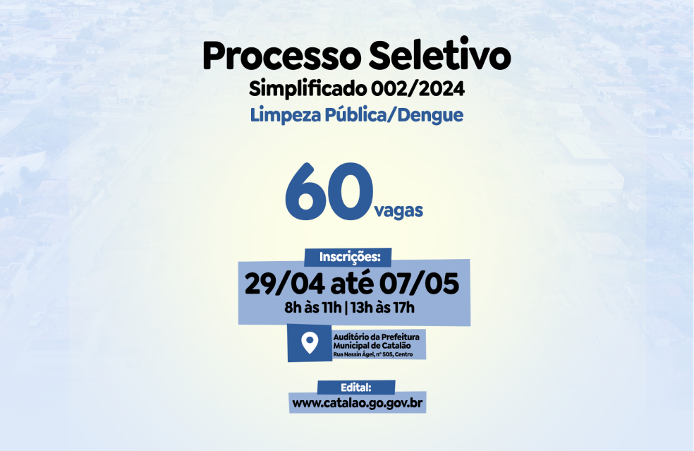 Prefeitura de Catalão abre 60 vagas para combate ao mosquito transmissor da dengue