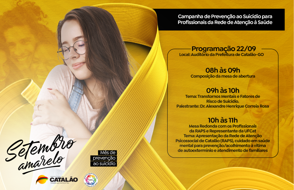 Setembro Amarelo| Profissionais da saúde de Catalão vão aprimorar conhecimentos para identificar e acolher pessoas com tendências para o autoextermínio