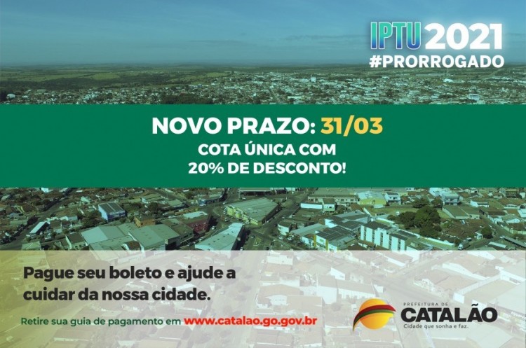 Prefeitura prorroga mais uma vez o prazo de pagamento do IPTU 2021