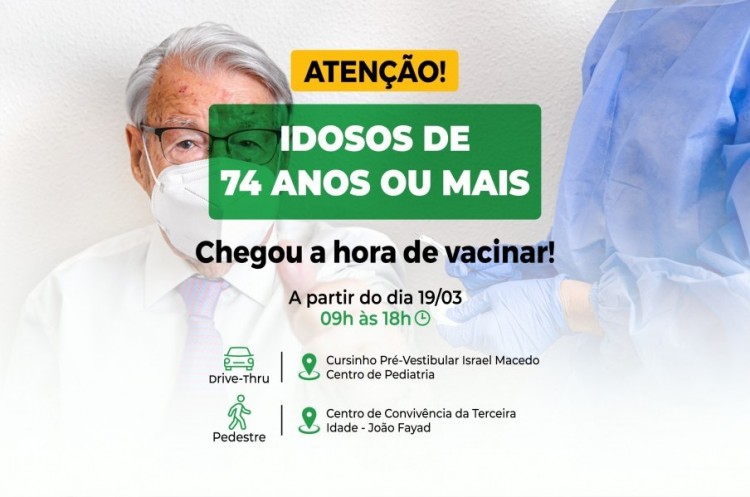 Mais uma etapa da Vacinação contra o coronavírus: doses liberadas nesta sexta para idosos de 74 anos ou mais