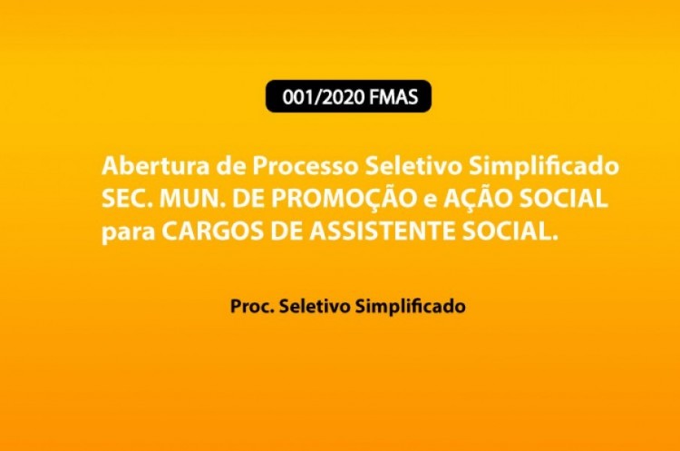 Homologação do Resultado Final - Proc. Seletivo Simplificado Edital nº 001/2020 FMAS