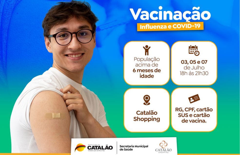 Começa nesta segunda-feira (03) a vacinação contra covid-19 e influenza no Catalão Shopping