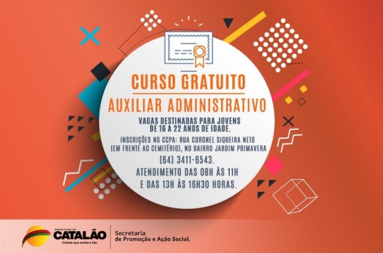 CCPA: matrículas abertas para curso gratuito de Auxiliar Administrativo