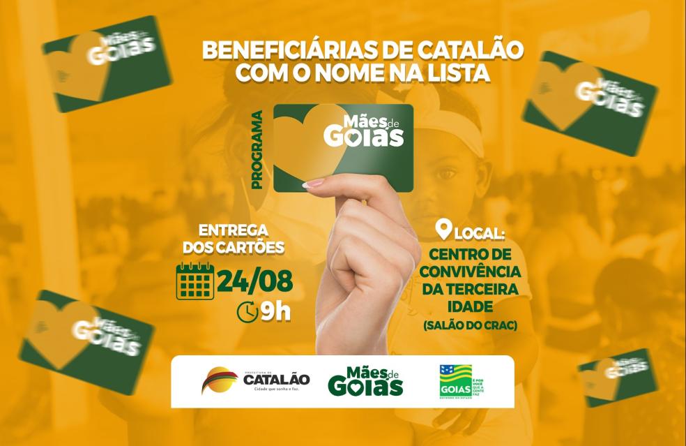 Em Catalão, cartões do Programa Mães de Goiás serão entregues nesta quarta-feira (24)