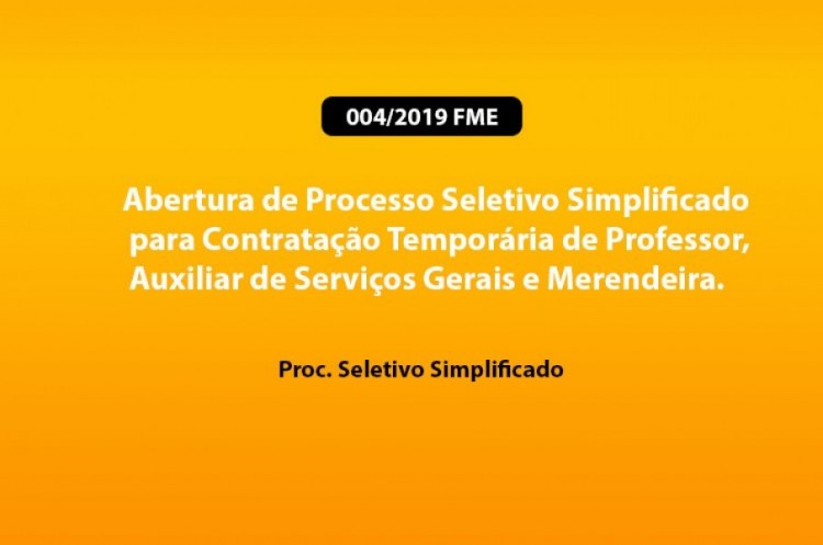 Convocação contratação/nomeação Edital nº 004/2019 FME/EDUCAÇÃO