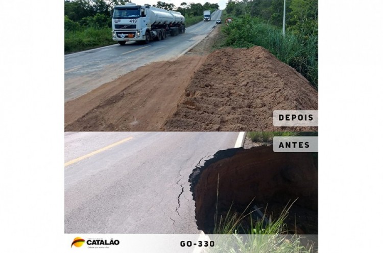 Prefeitura recupera área na GO-330 onde houve rompimento de uma escada hidráulica