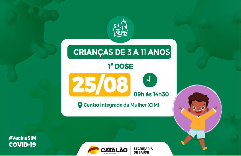 Saúde convoca crianças de 3 a 11 anos para receberem a vacina pediátrica