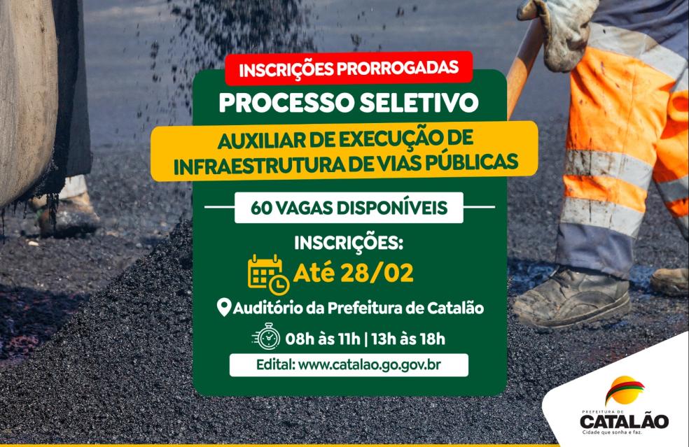 Prorrogadas as inscrições do processo seletivo da Secretaria de Transportes e Infraestrutura de Catalão