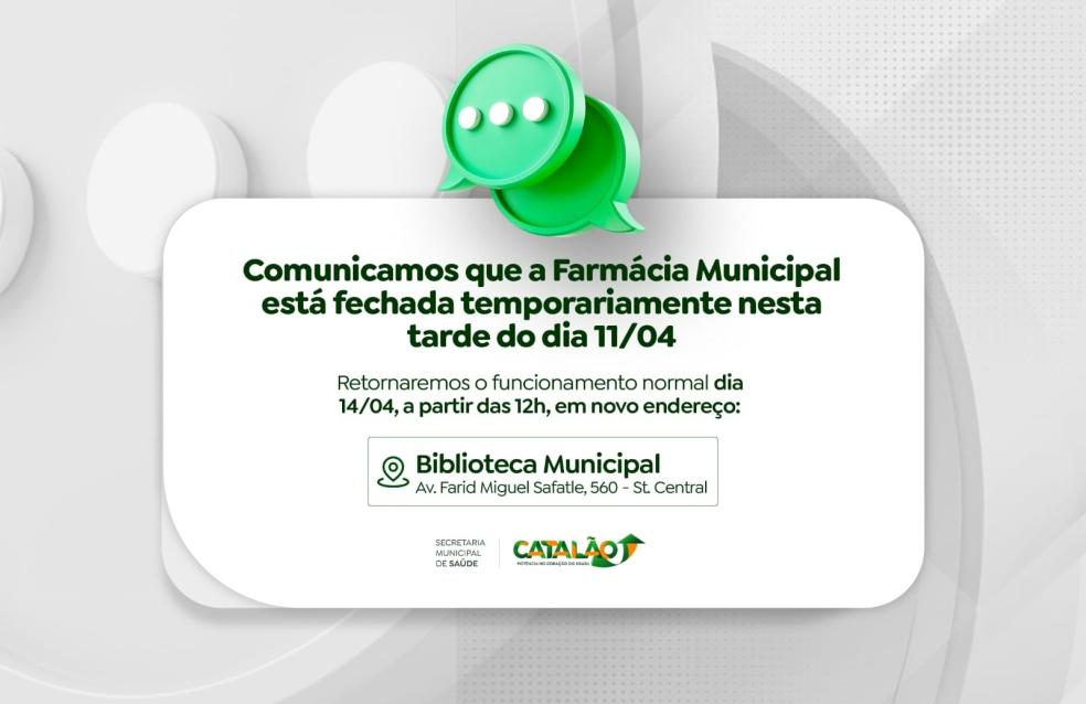 Farmácia de Prefeitura muda endereço temporariamente