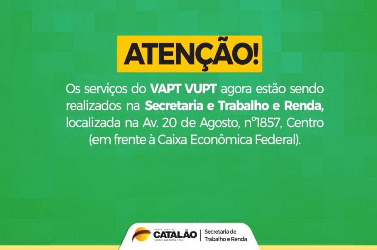 Secretaria de Trabalho e Renda passa a realizar temporariamente alguns serviços do Vapt-vupt