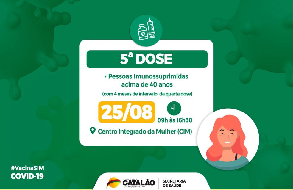 Saúde convoca pessoas imunossuprimidas para receberem a dose reforço (5ª dose)